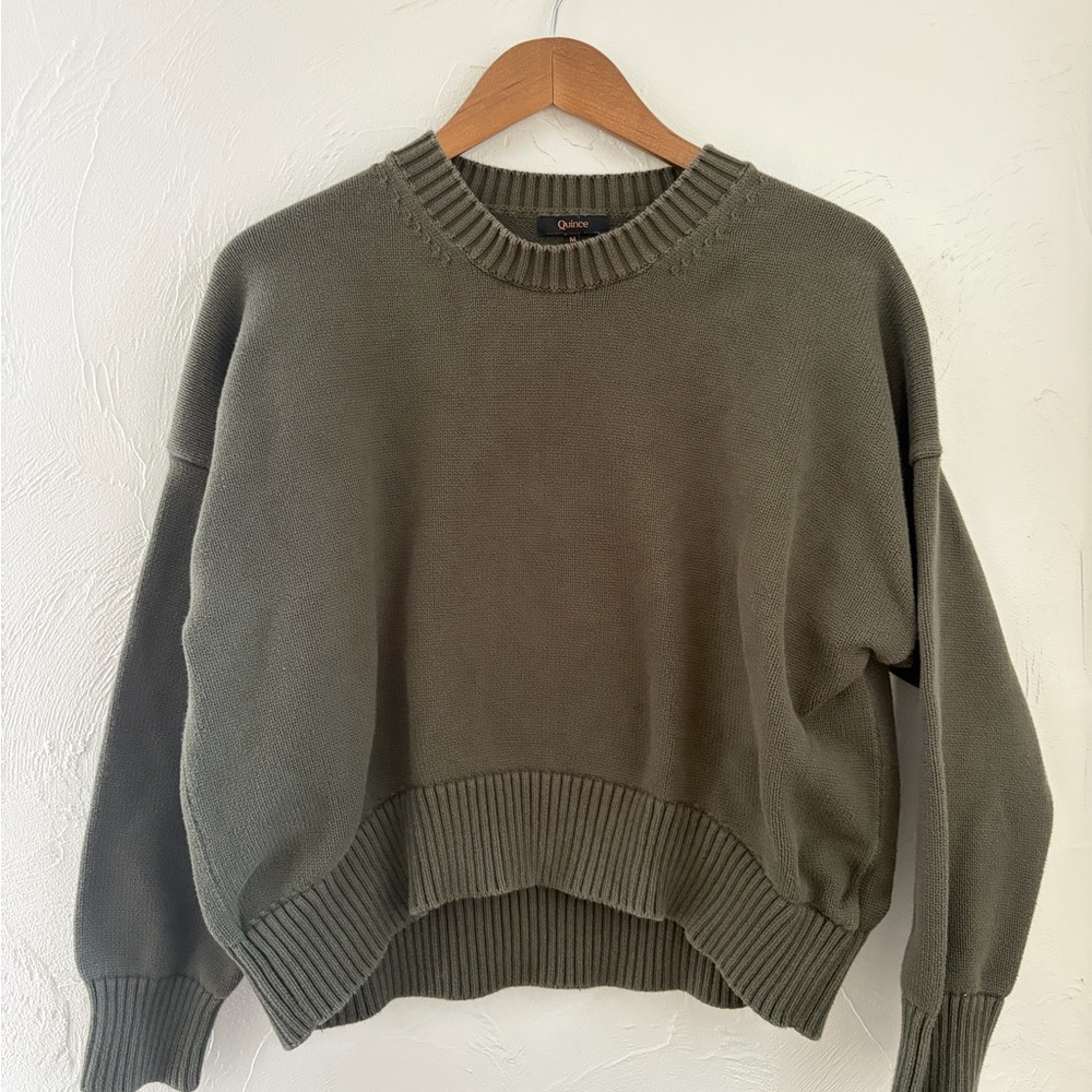 Quince Olive Green Crewneck Sweater